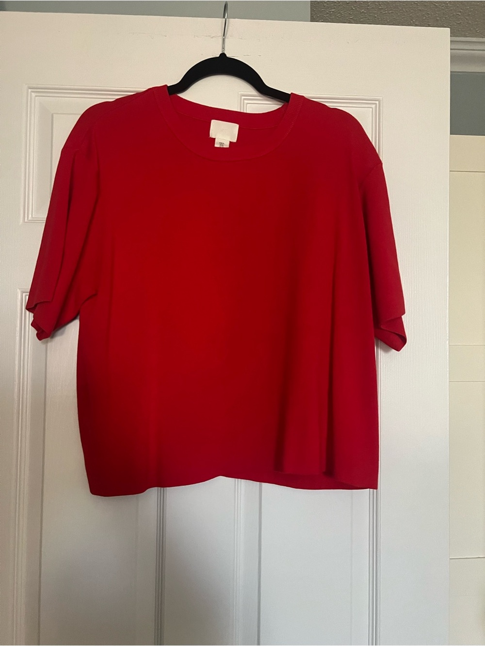 H&M Red Short-Sleeve Crewneck Top